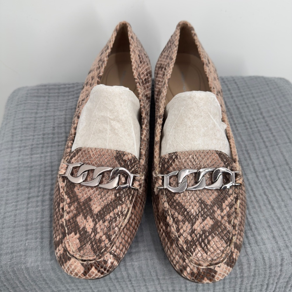 Snakeskin leather loafers Easy Spirit Seantiria‎ women's 9M chain detail chic